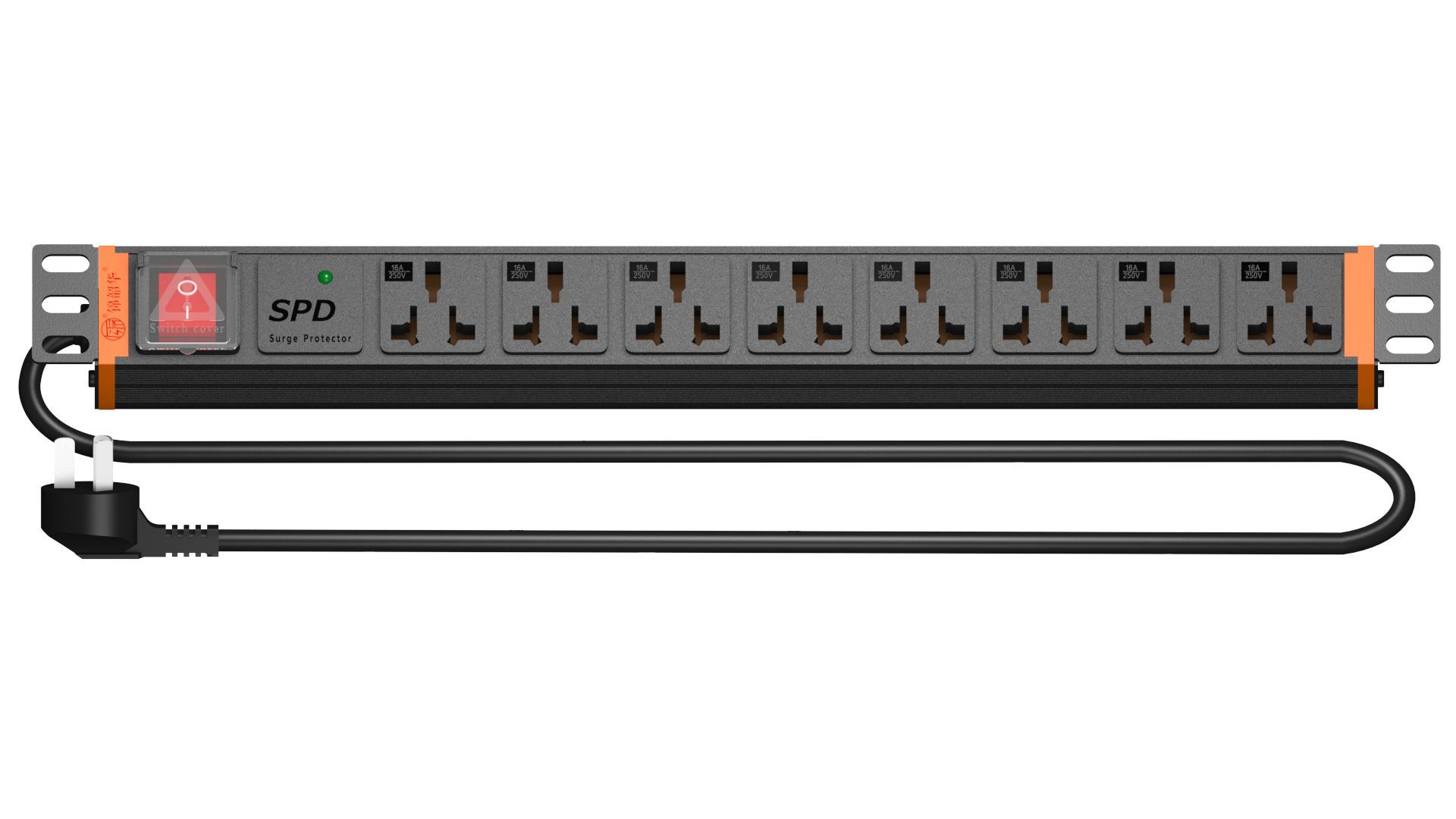 1U 19-Inch Rack Mount Power Strip – 8 Outlet Industrial PDU with Overvoltage Protection for Server Rack