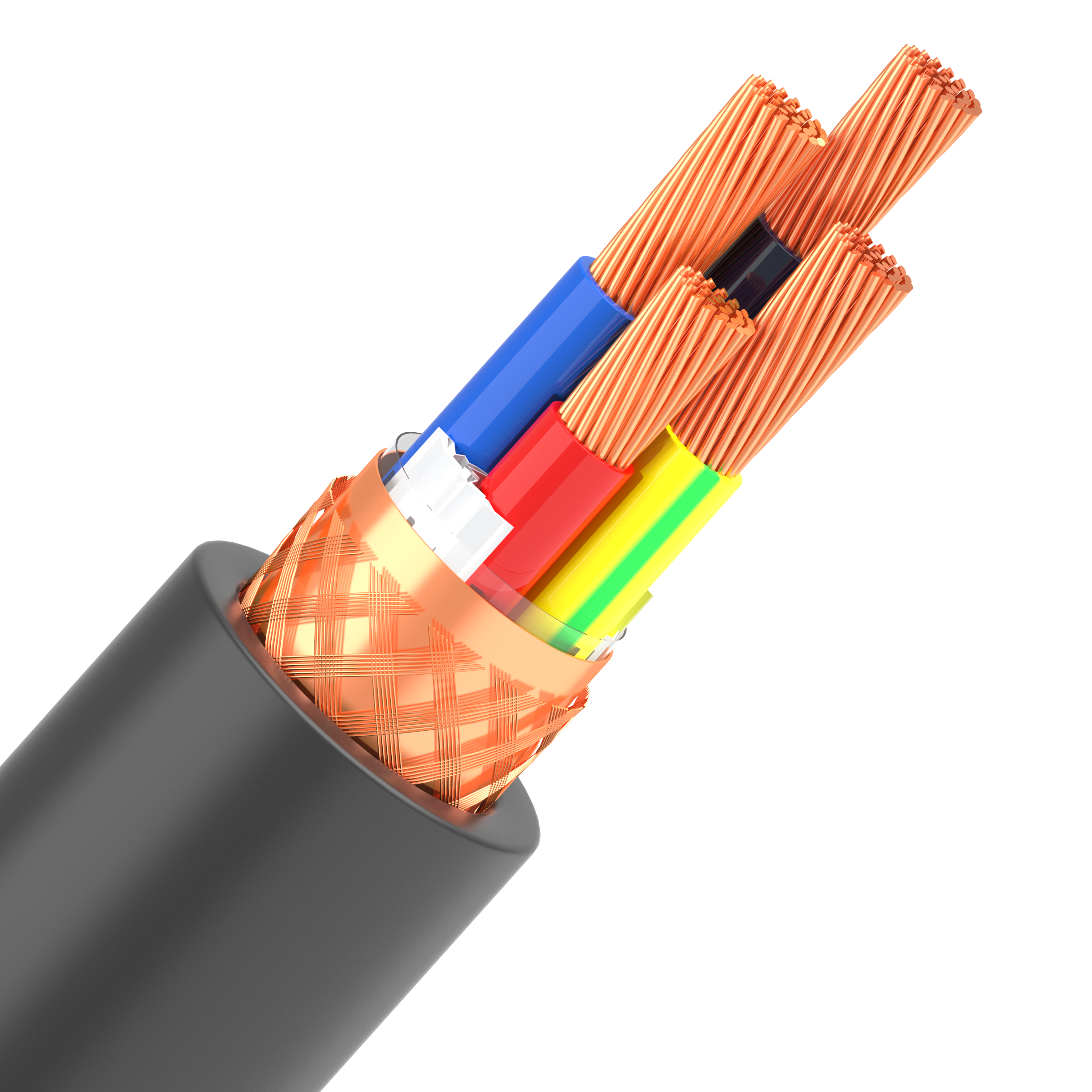 RVVP shielded flexible copper core control cable with PVC insulation and braid shielding