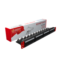 Cat6 Network Patch Panel 24 Port Gold-Plated RJ45 Rack Mount
