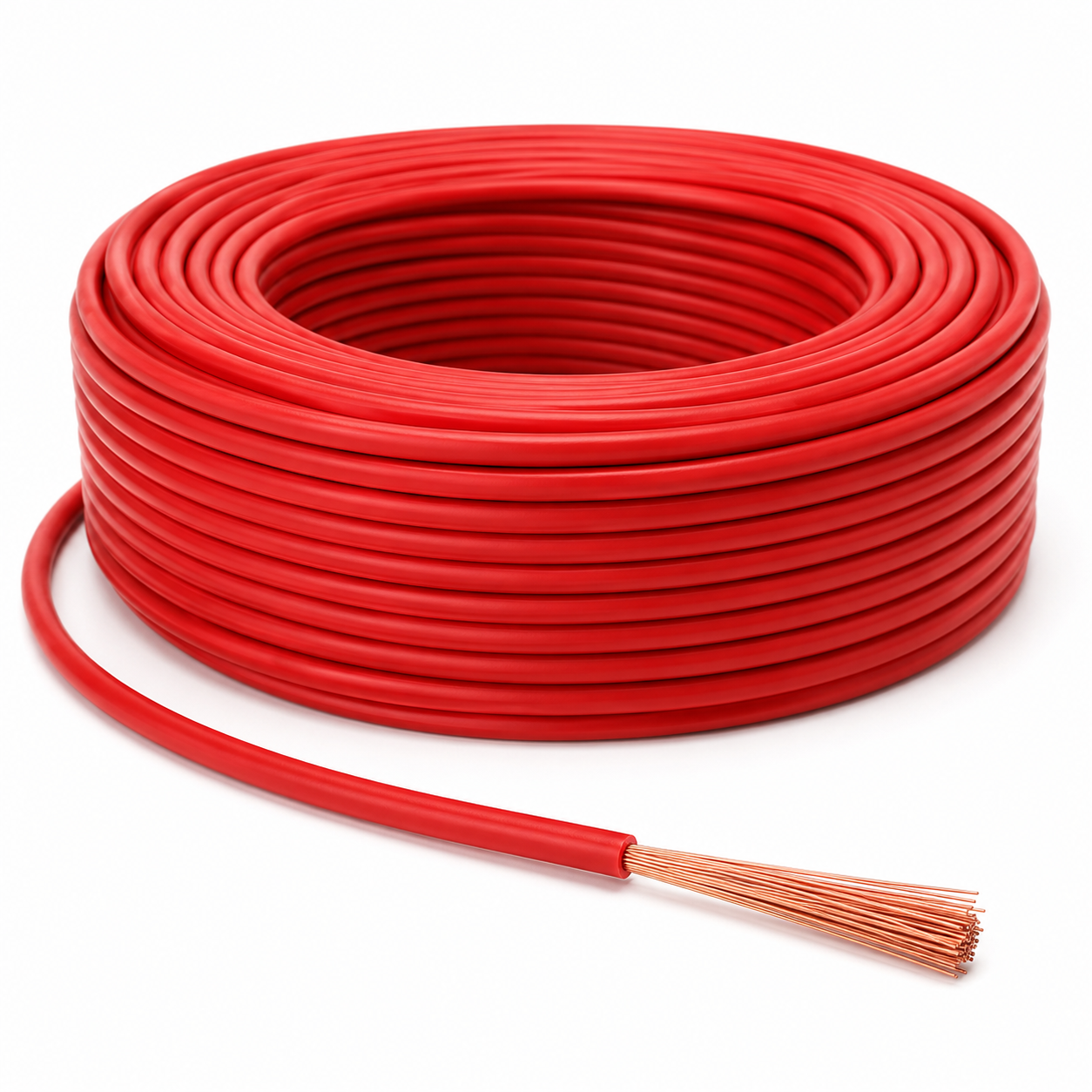 Cutaway view of RV copper conductor and PVC insulation