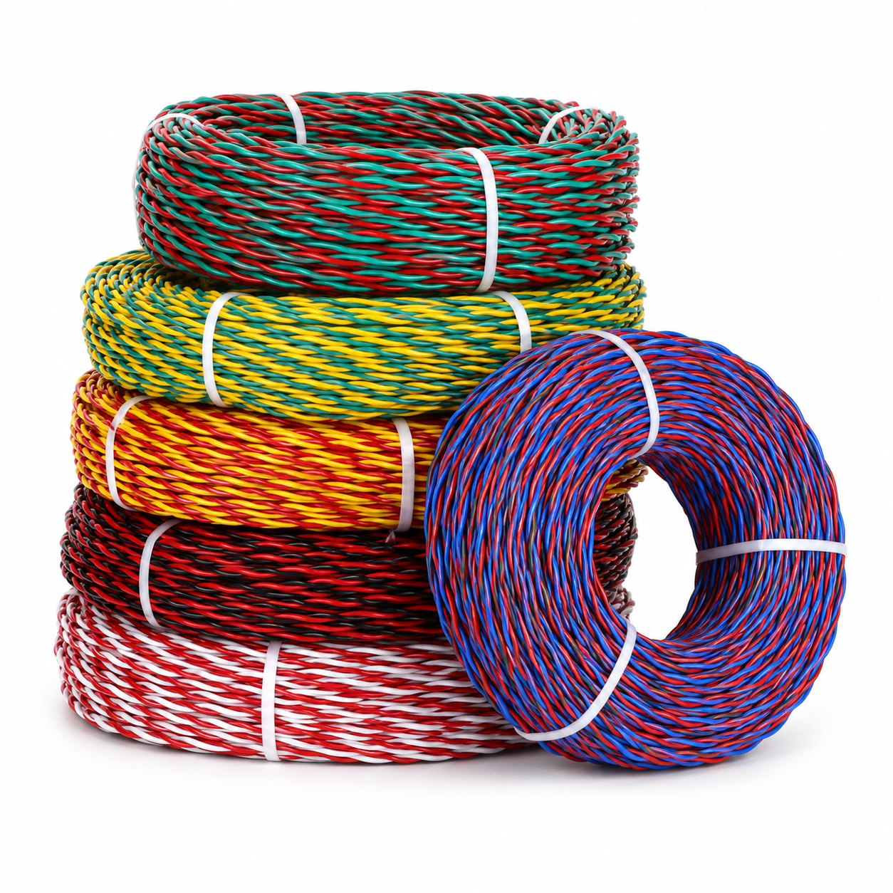 Close-up of RVS twisted flexible copper core wire